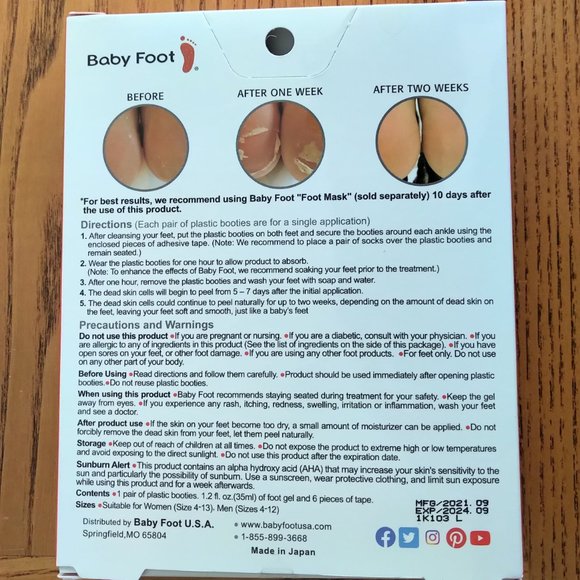 *Sold* Baby Foot Exfoliating Foot Booties for Peel 2.4 fl oz New sealed Box - Picture 5 of 16